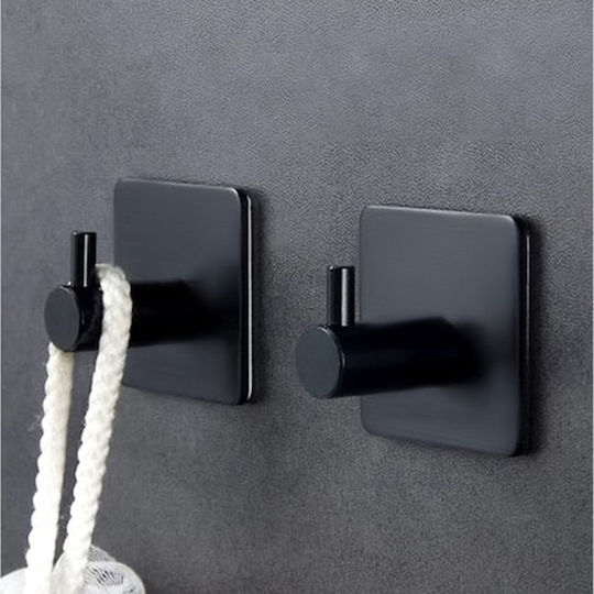 S4CADZBLK Cârlige Cu Autocolant Inox Negre 4 Bucăți