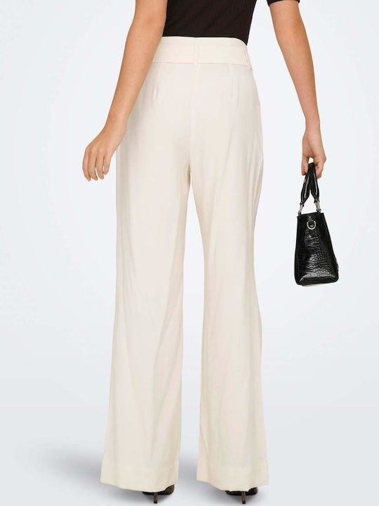 Breite Damenhose aus Stoff mit Hochgebirge Bein Stil in Beige
