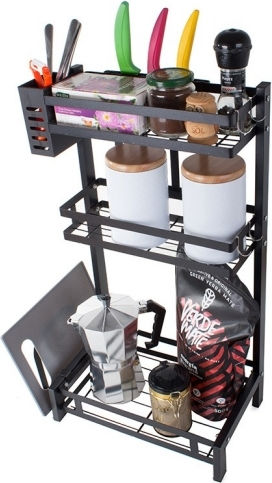KESNUP Tischspiel Kunststoff Schwarze Küchenorganisationsständer 60x38cm
