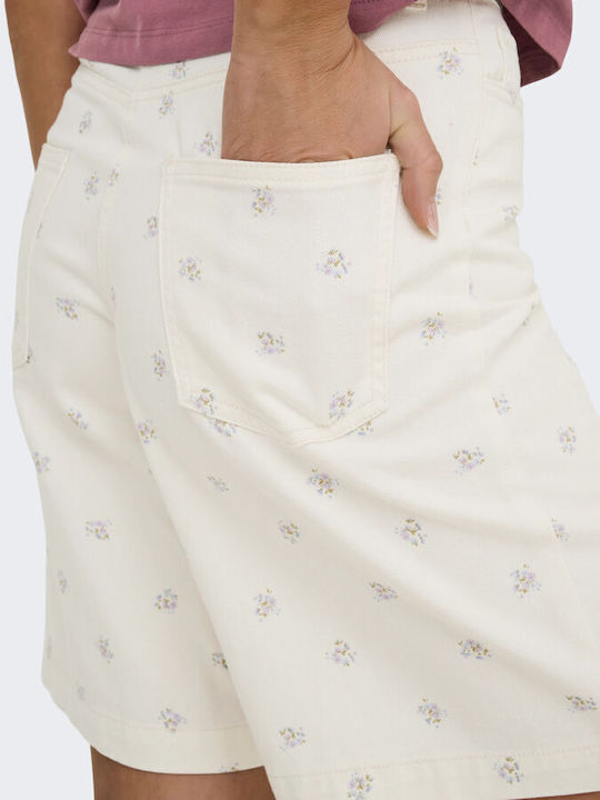 Damen Bermudas Leinen Egret Flower