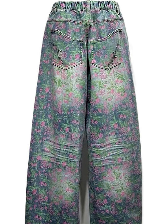 Women's Jean Pants With Rips in Wide Leg Style