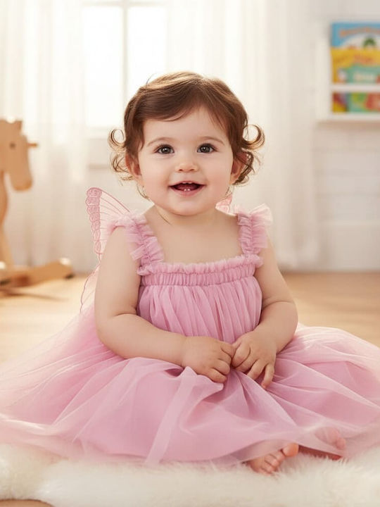 Girls Dress Sleeveless Tulle Pink