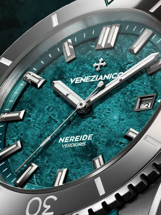 Venezianico Men's Automatic Watch with Turquoise Rubber Strap