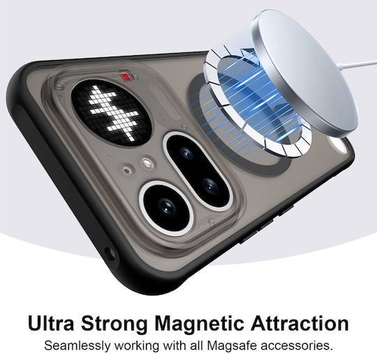 Husă Premium Finish Nothing Phone 4a Pro Shockproof Compatibil Cu Magsafe Set Sticker Halofrost Magsafe Ii Negru