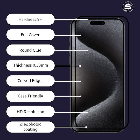 Hardy Glass Sonique Premium Series HD Пълно Покритие 9H Realme 14 5G Realme 14T 5G Черен