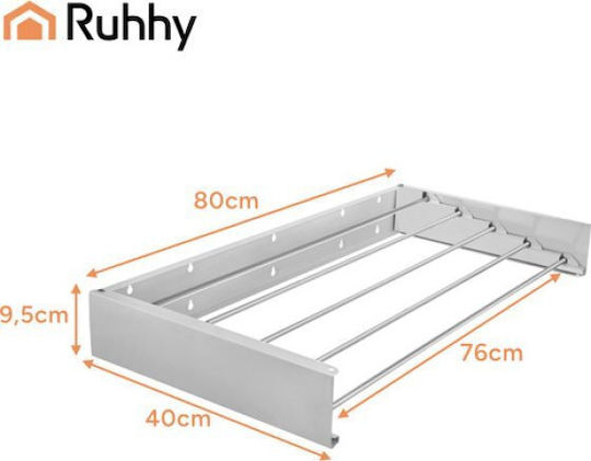 Ruhhy Folding Wall Mounted Clothes Drying Rack Aluminum 80x40cm
