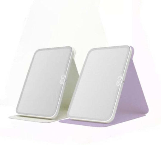 Makeup Mirror Purse Cosmetic with Light 23x17cm Beige
