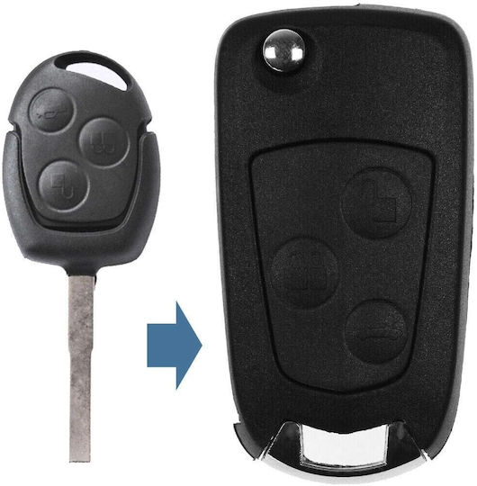Techstar Autoschlüssel Schutzhülle Umrüstset Klappbar Kompatibilität Ford Focus Mondeo Fiesta Transit 3 Tasten Hu101 Klinge Schwarz – Ohne Elektronik