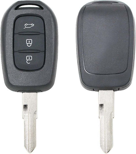 Techstar Husa Pentru Chei Auto Compatibilă Cu Dacia Logan Sandero Duster Dokker Lodgy + Renault Trafic 3 Butoane Vac102 Lamă Neagră Fără Electronice