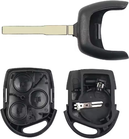 Techstar Car Key Case Compatible Ford Focus Mondeo Fiesta Transit 3 Buttons Hu101 Blade Black – Without Electronics