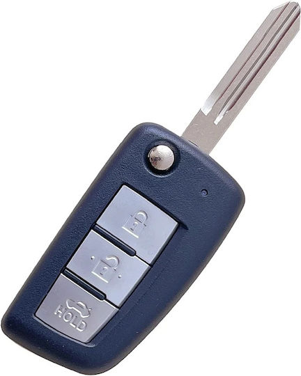 Techstar Foldable Car Key Case Compatible Nissan Qashqai Juke Sunny 3 Buttons Hold Trunk Button Blade Included Without Electronics