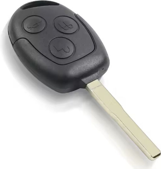 Techstar Car Key Case Compatible Ford Focus Mondeo Fiesta Transit 3 Buttons Hu101 Blade Black – Without Electronics