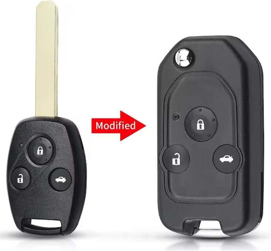 Husă Pliabilă Tip Transformer Pentru Chei Auto Compatibilă Honda Accord Civic Cr-v Pilot Fit 3 Butoane Cu Lamă Inclusă Fără Electronice