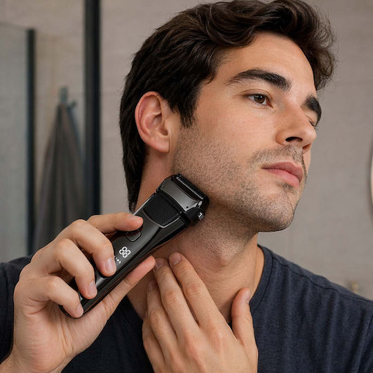 Avizar Ip67 Waterproof Rechargeable Electric Shaver 5w Triple Blade Led 100 Min Runtime Black Silver