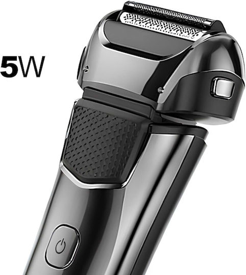 Avizar Ip67 Waterproof Rechargeable Electric Shaver 5w Triple Blade Led 100 Min Runtime Black Silver