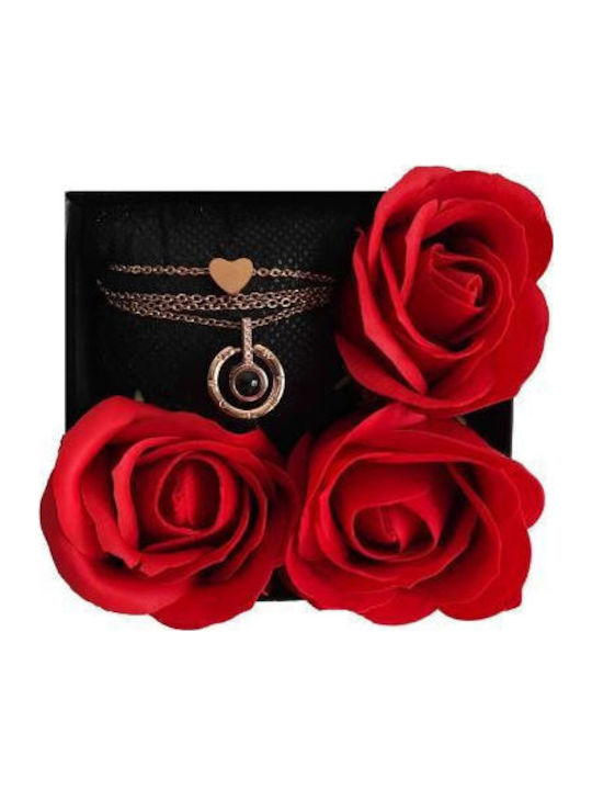 Gift Set From Box 3 Soap Roses Necklace Bracelet Rose