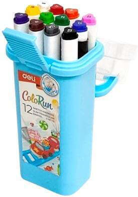 Deli Drawing Markers 1mm Fine Double-Tipped Washable Set 12 Colours