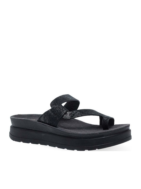 Γυναικεία Ανατομικά Σανδάλια Flatforms Μαύρα