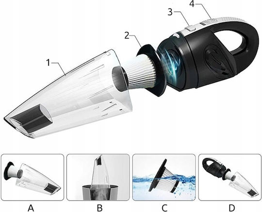 Aspirator De Mână Wireless Pentru Mașini 120w Negru