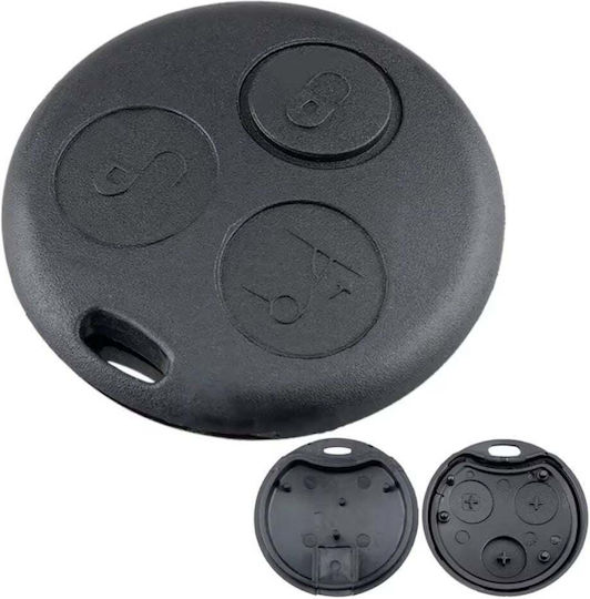 Techstar Remote Key Case Compatible Smart Fortwo 450 City-coupe Cabrio Roadster Forfour 3 Buttons Black