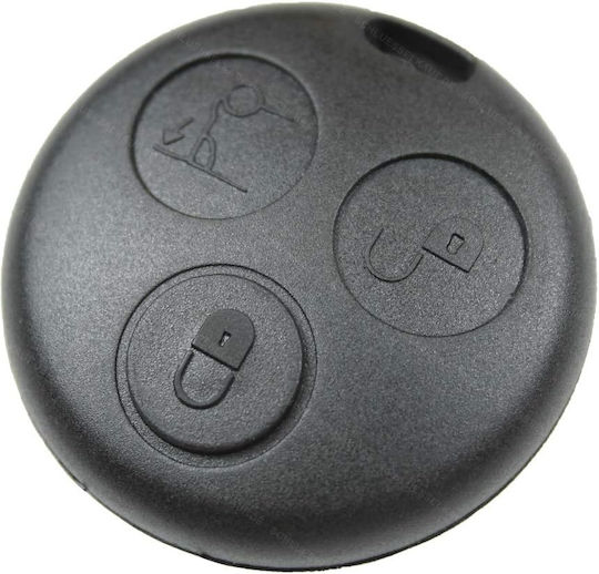 Techstar Remote Key Case Compatible Smart Fortwo 450 City-coupe Cabrio Roadster Forfour 3 Buttons Black