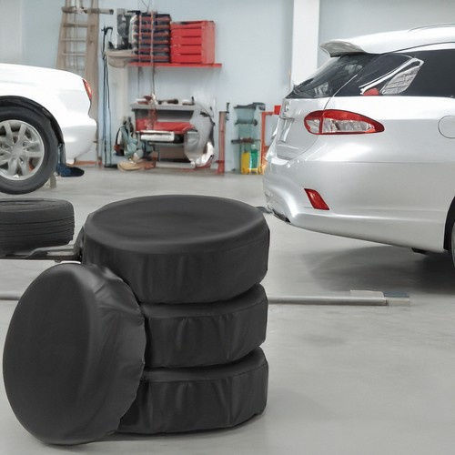 Set 4 Tire Covers Rubber Storage Black