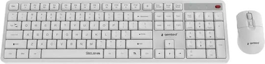 Gembird Silent Key Pro Ασύρματο Σετ Πληκτρολόγιο & Ποντίκι Αγγλικό US Λευκό