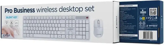 Gembird Silent Key Pro Ασύρματο Σετ Πληκτρολόγιο & Ποντίκι Αγγλικό US Λευκό