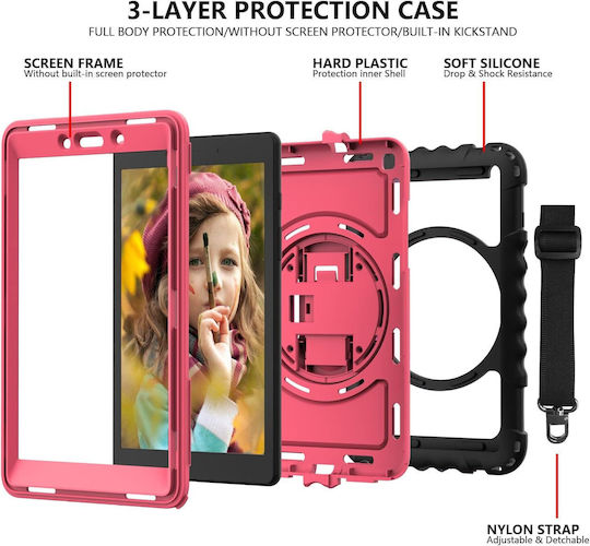Case Samsung Galaxy Tab A 8.4" Stand Shoulder Strap Pink