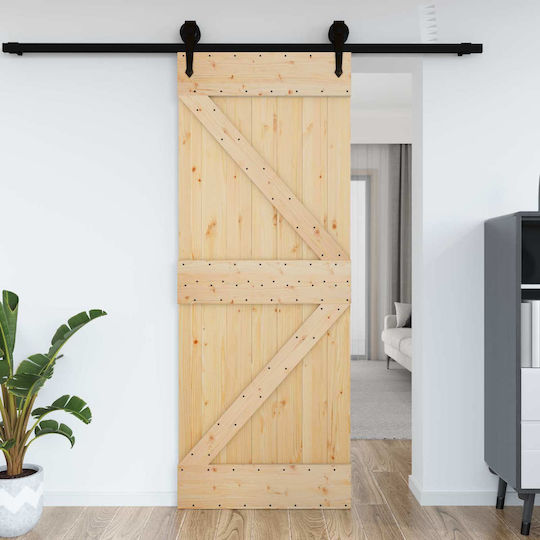 Vidaxl Врата Narvik Естествен 70 X 210 Cm Масивна Борова Дървесина