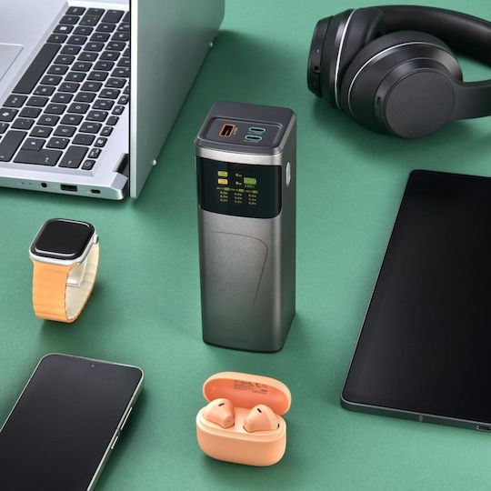 HAMA High Power 24000mAh 200W mit USB-A Anschluss und 2 USB-C Anschlüssen Schnellaufladung 3.0 Gray