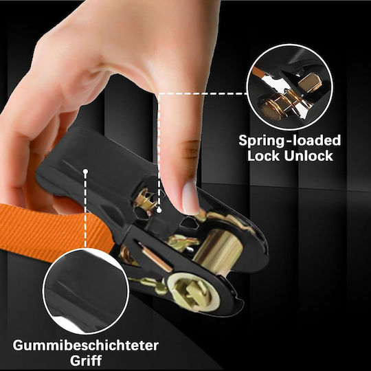 5m Transport Straps Set 4 Ratchet Locking Clamps