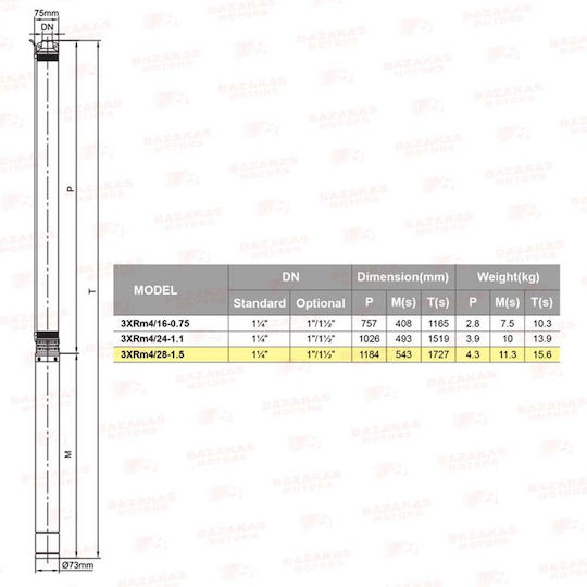 Leo Group Μονοφασική Αντλία Γεωτρήσεων 2hp 04A25