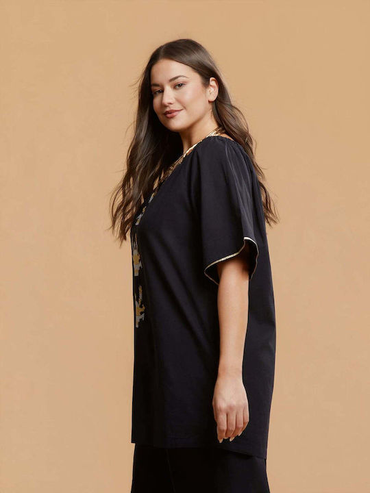 Cotton Tunic Off-Shoulder 8501.7198.R.NETTO Black