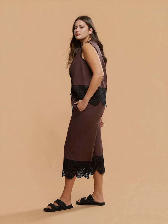 Women's Pantaloons in Relaxed Fit Brown 8501.2090.R.NETTO-brown