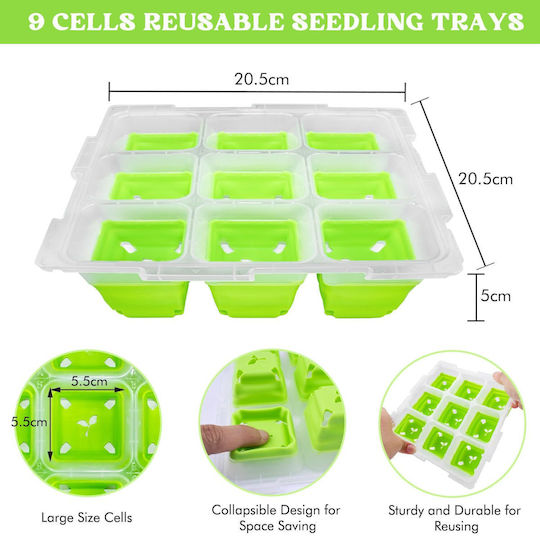 Seed Tray Lid Mini Greenhouse 9 Cells 5.6x5.6x4.5 Cm Planting