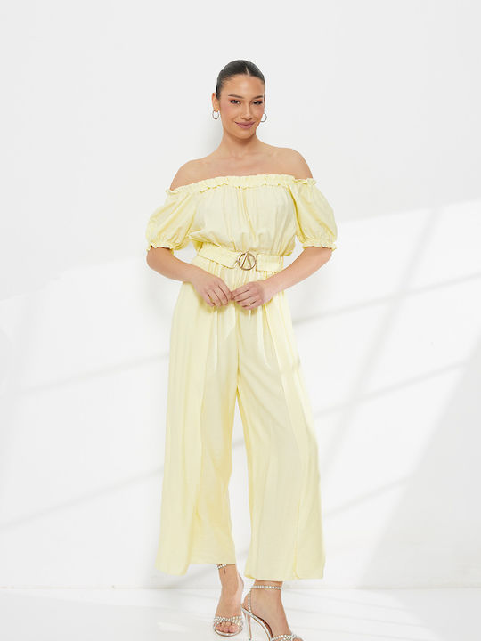 Damenteilose Off-Shoulder Gelbe Jumpsuit