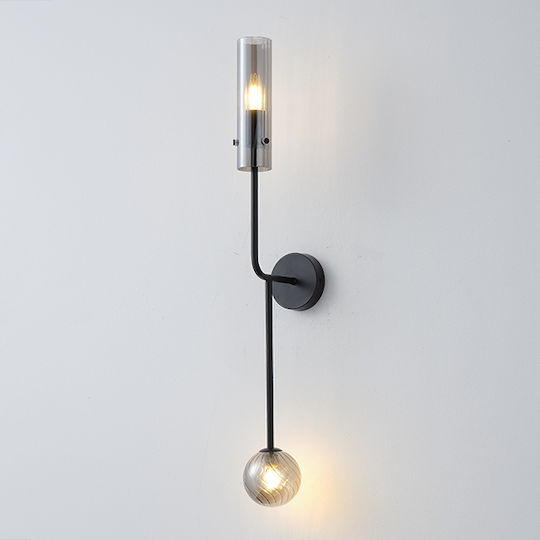 Eurolamp Stagona Κλασικό Φωτιστικό Τοίχου με Ντουί E14 Μαύρο 10x16.5x79εκ.