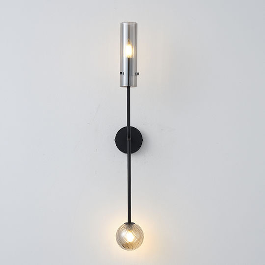 Eurolamp Stagona Κλασικό Φωτιστικό Τοίχου με Ντουί E14 Μαύρο 10x16.5x79εκ.