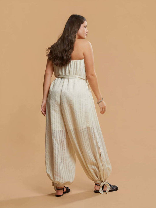 Γυναικεία Strapless Ολόσωμη Φόρμα Ριγέ