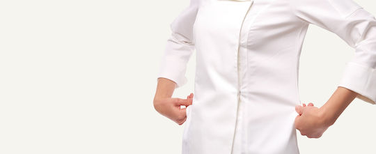 strongAnt Coat Chef 100% Cotton made Female Black with Long Sleeve Stretch