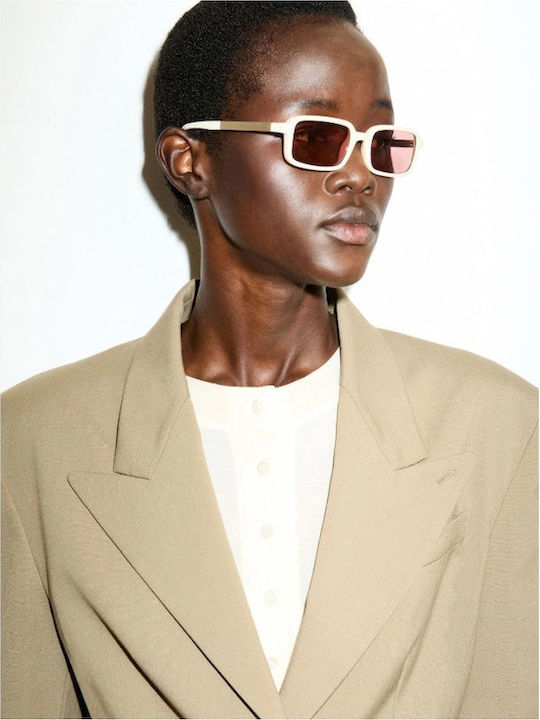 Max & Co Women's Sunglasses with Black Horn-Rimmed Frame and Pink Lenses MO0159 21S
