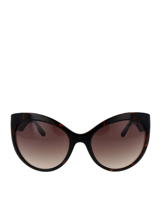 Guess Women's Sunglasses with Black Tartaruga Horn-Rimmed Frame and Brown Gradient Lens GU00130 52F