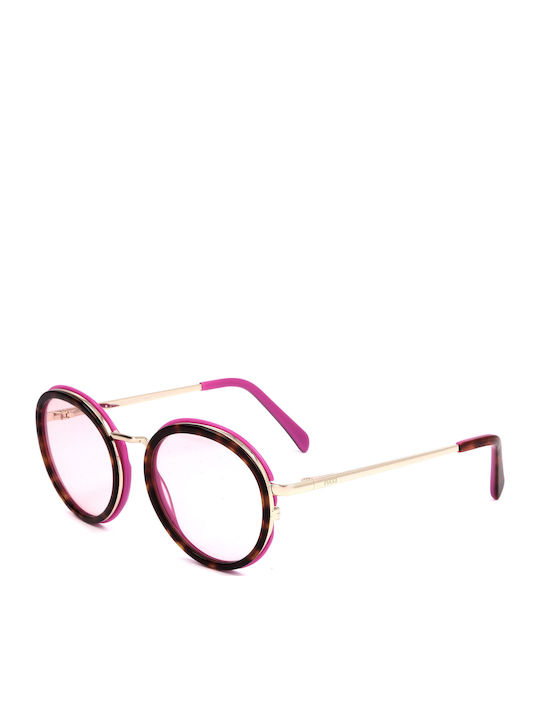 Emilio Pucci Damen Sonnenbrille mit Mehrfarbig Metall Gestell und Rosa Linse EP0046-O 55Y