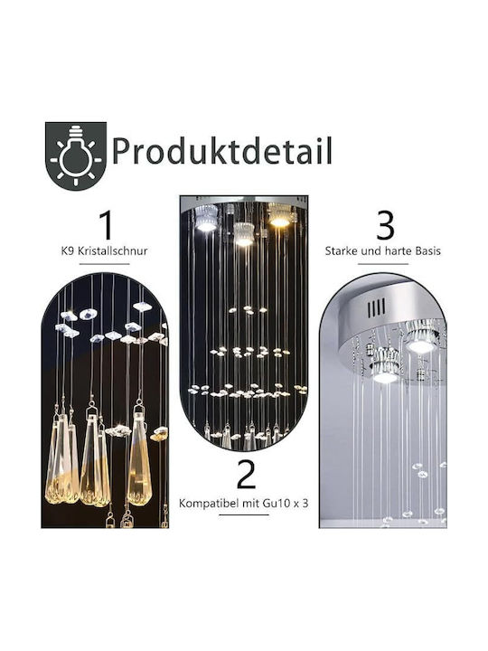 Lampa Chandelier Ø77cm with Crystals Silver
