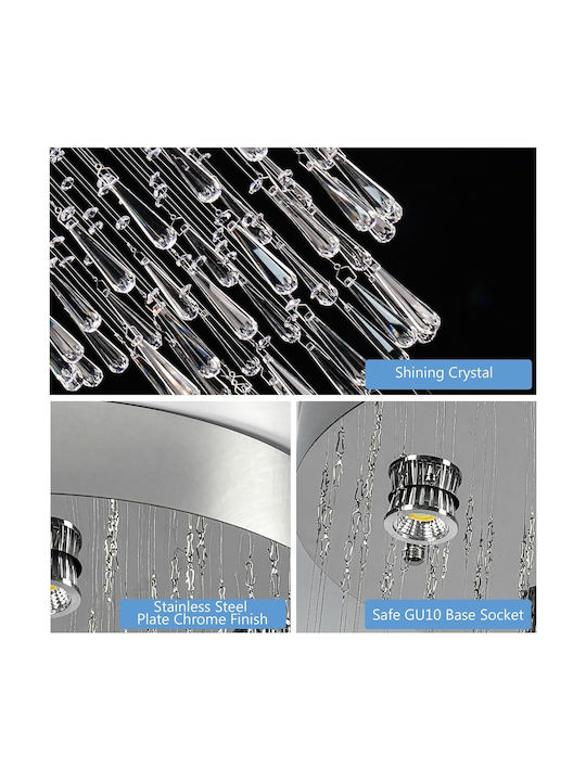 Lampa Chandelier Ø77cm with Crystals Silver