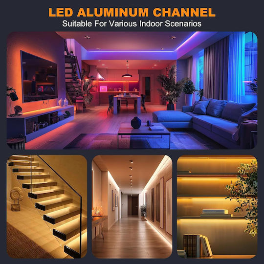 Set Profil Aluminiu Pentru Bandă LED Chesbung 12 Bucăți 1 M Formă V Alb
