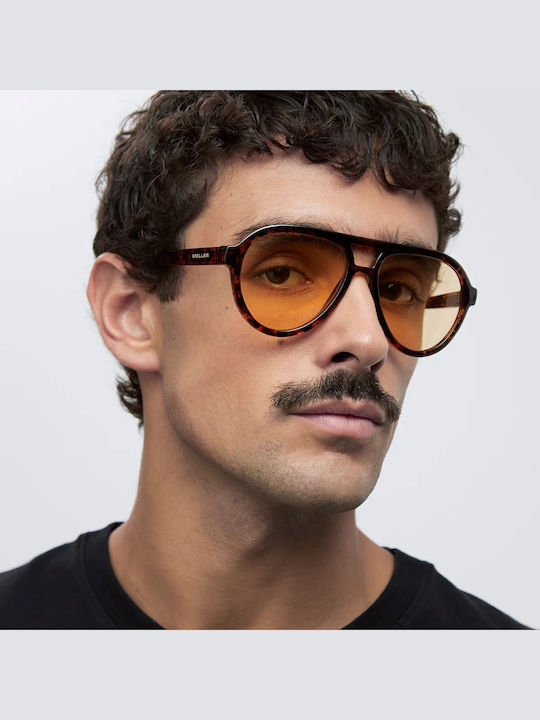 Meller Kena Unisex Sunglasses with Brown Tartaruga Horn-Rimmed Frame and Yellow Lens KN-TIGSUN