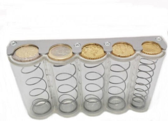 Metal Portable Coin Holder With 5 Coin Box Slots 13.50x3.5x7.50cm Eurocash 04