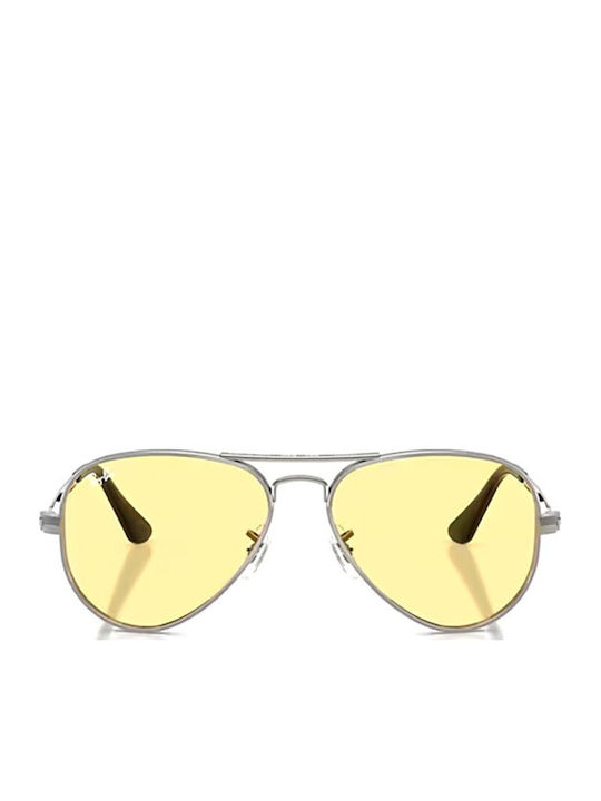 Ray Ban Unisex Sunglasses with Silver Metallic Frame and Yellow Lens RB3925 004 R6